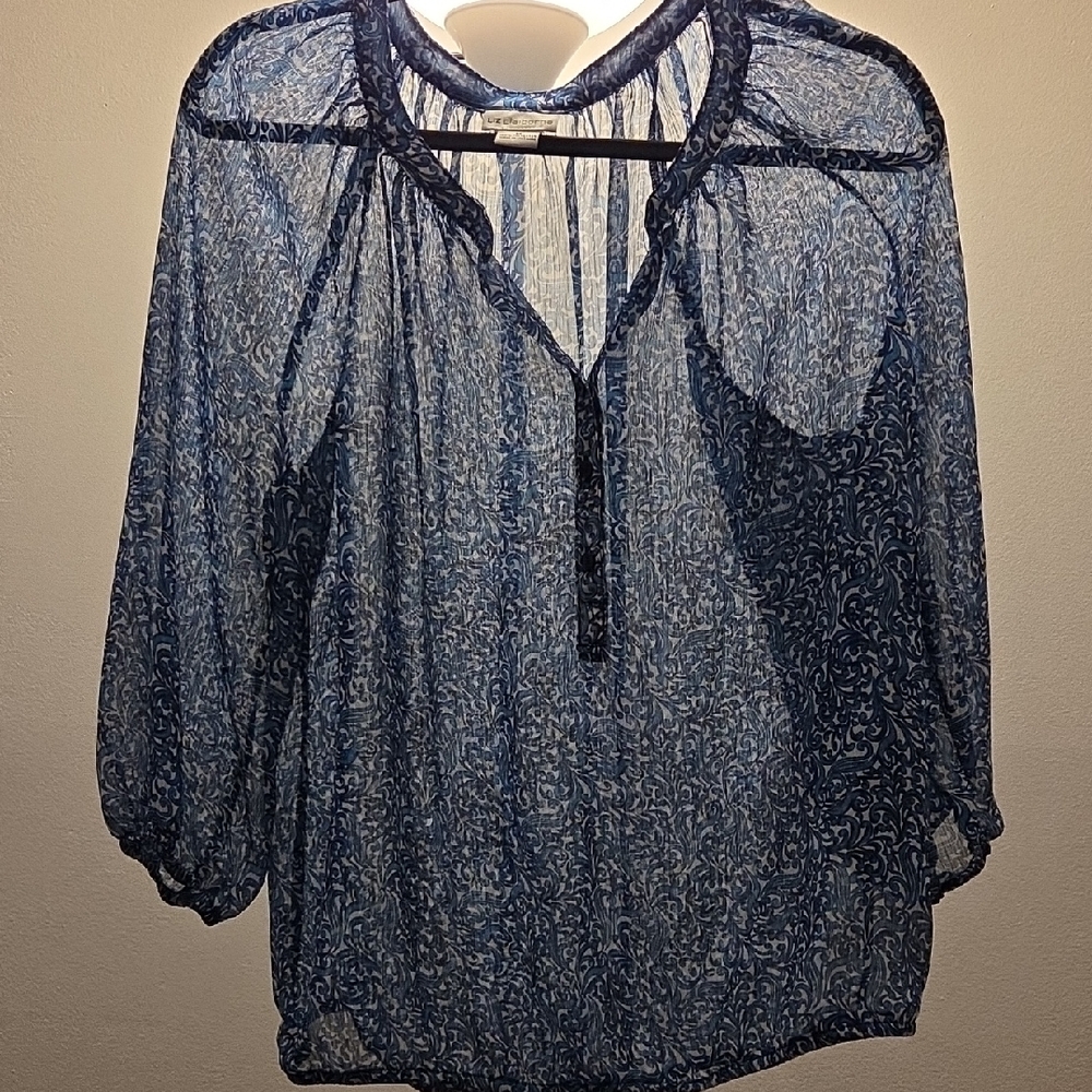 Liz Claiborne Navy Sheer Blouse